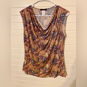 Jennie & Marlis Paisley Cowl Neck Blouse